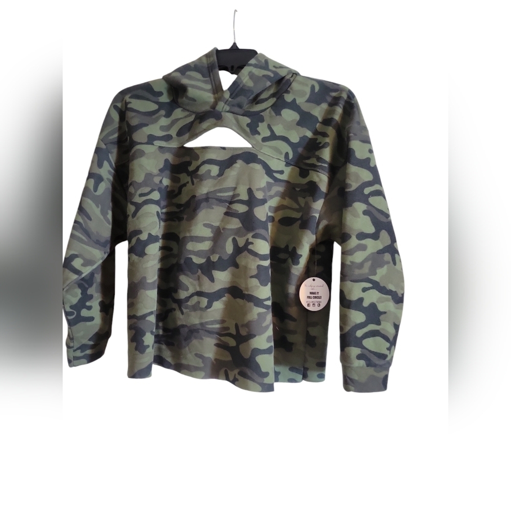 Jolie & Joy Plus 1x‎ Crop Camo Camflauge Hoodie Sweatshirt NWT (A15)